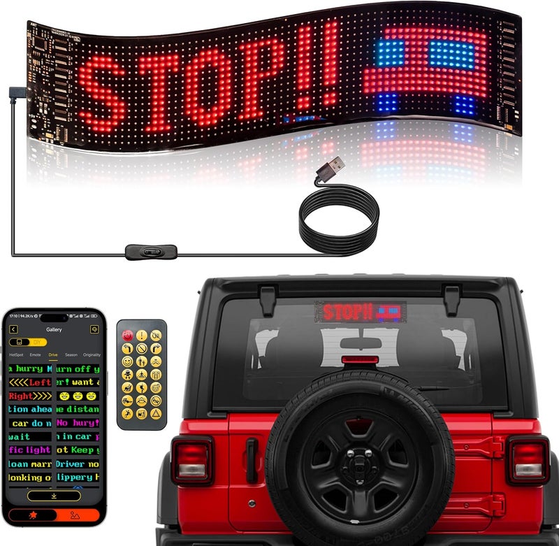 UPONELED 15inx4in Devil Eyes Light for Cars, Programmable LED Eyes, Flexible LED Display Sign for Car Windows, Suitable for Car, Pickup,Small & Medium Trucks - Image 1